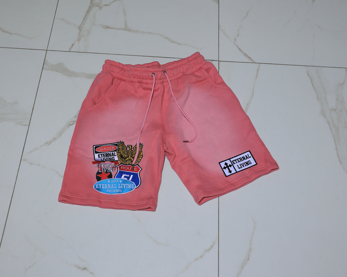 PInk Patched Shorts