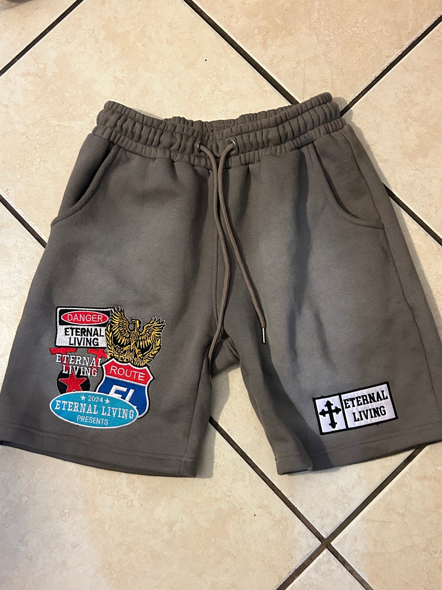 Gray Patched Shorts